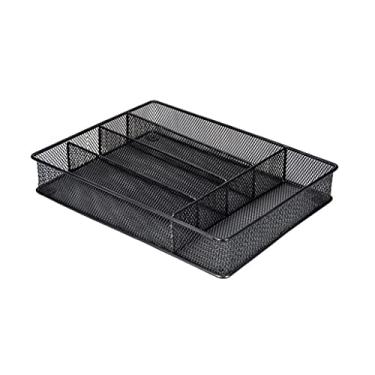 Imagem de Prateleira de armazenamento de talheres grande capacidade antiderrapante bandeja de talheres gaveta moderna utensílios de cozinha compartimento de armazenamento (cor: preto) (preto)