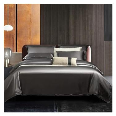 Imagem de Capa de edredom de seda amoreira, roupa de cama de seda, conjunto de capa de edredom confortável e macio, 1 capa de edredom para cama, 1 lençol e 2 fronhas, roupa de cama