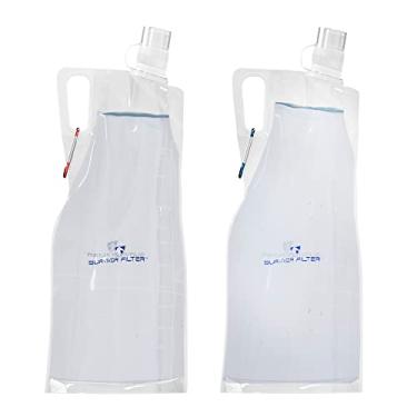 Imagem de Survivor Filter Garrafas de água transparentes dobráveis – uma bexiga de água com mosquetões duráveis – Use com nosso filtro de canudo ou como garrafas de água dobráveis – Livre de BPA – 2 x 1,8 l (2