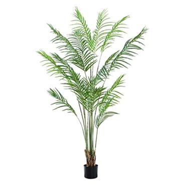 Imagem de SLGGPJBU Plantas falsas planta artificial grande palmeira artificial com vaso planta falsa folha de plástico tropical para casa jardim sala de estar decoração plantas artificiais interior ao ar livre