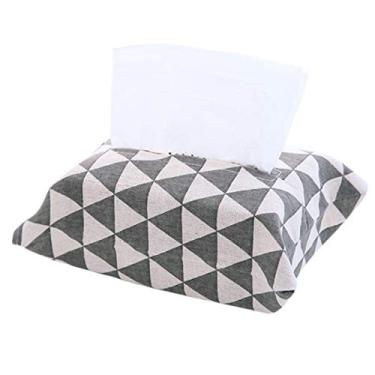 Imagem de Capa para Porta Caixa de Papel Tissues Guardanapos Organizador Armazenamento Banheiro Recipiente Higiênico Toalhas Mão Casa Escritório Carro Dispenser Toalha com Tecido Linho Algodão Design Moderno Fá