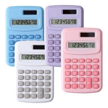 Imagem de Kit 4 Mini Calculadora Pequena Colorida 8 Dígitos Escolar KA-6070 - Ka