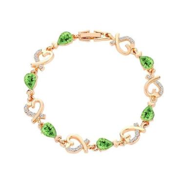 Imagem de WETMT Pulseira feminina rosa amor rubi elegante pulseira de coração de cristal dourado exclusivo strass feriado fantasia pulseiras modernas acessórios de joias elegantes, Large, Cristal, Sem Pedra