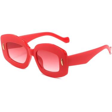 Imagem de Óculos de Sol Jelly Color Punk Feminino e Masculino com Lentes Gradientes, Proteção UV400 e Rebites para Esportes ao Ar Livre, Corrida e Ciclismo, Vermelho