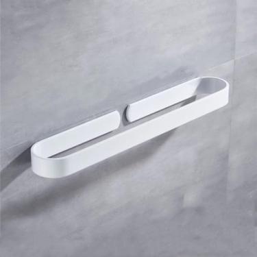 Imagem de Kit de acessórios de banheiro branco Suporte de papel higiênico de alumínio sem pregos de cozinha toalheiro de gancho único, 40 cm