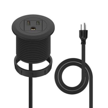 Imagem de Desk Power Grommet Kungfuking de 2 polegadas com 1 tomada e cabo de 1,