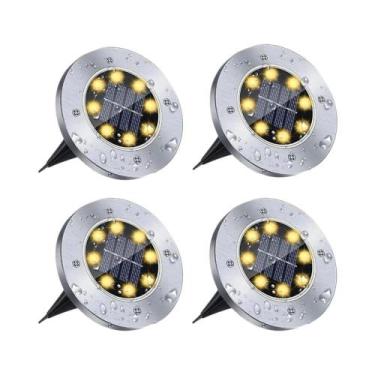 Imagem de Luzes De Jardim Solares Com 8 LEDs, Holofotes Para Deck Externo, 4 Peç