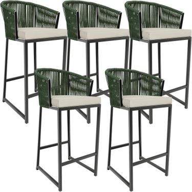 Imagem de Kit 05 Banqueta Para Área Gourmet Cozinha Varanda D04 Verde