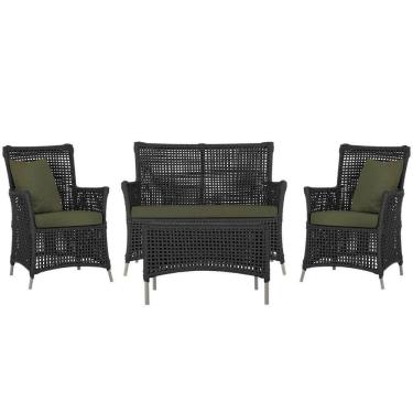 Imagem de Jogo Sofá 2 Poltronas E Mesa Igapó Fendi E13 Trama Original Preto