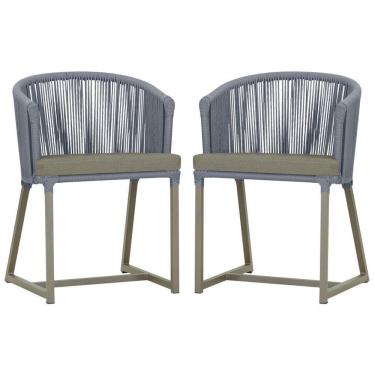 Imagem de 2 Cadeiras De Jantar Noronha Fendi Corda Náutica E8 Trama Prata