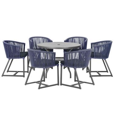 Imagem de Mesa E 6 Cadeiras E Noronha Preto E12 Trama  Azul