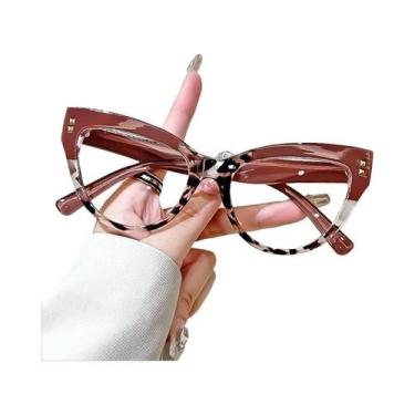 Imagem de Óculos De Leitura Estilo Gatinho Com Design Minimalista Em Bloco De Co