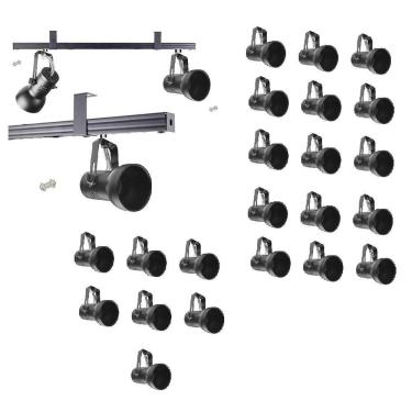 Imagem de Kit 22 Spot Trilho Perfilado Eletro calha Par20 Bulbo OL7