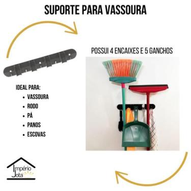 Imagem de Suporte Multiuso Vassoura - Rodo - Pá cor:PRETO - Micromax