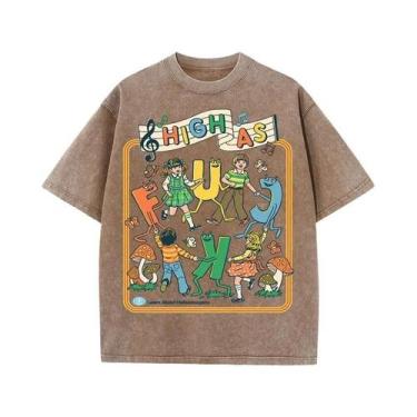 Imagem de Camiseta Masculina Oversize Retrô De Verão Em Algodão Macio Com Gola R