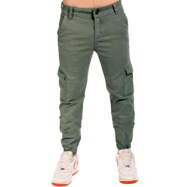 Imagem de Calça Sarja Cargo Jogger Masculino Infantil de Menino Juvenil - Ewg Mo