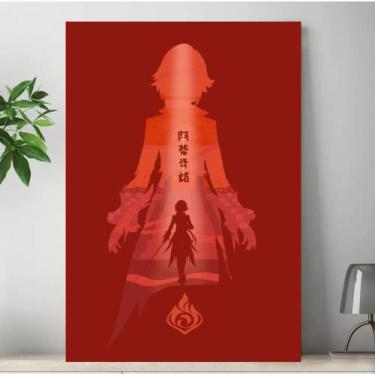 Imagem de Quadro Genshin Impact Personagens Placa Decorativa Game Anime MDF 20x2