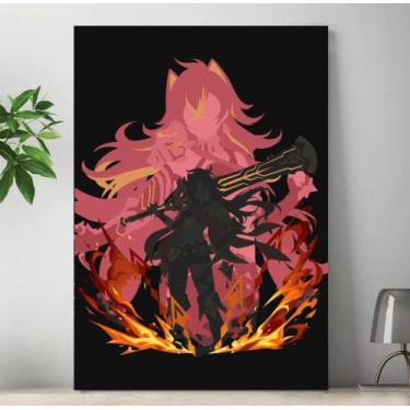Imagem de Quadro Genshin Impact Personagens Placa Decorativa Game Anime MDF 20x2