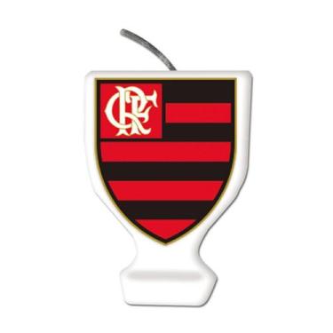 Imagem de Vela Flamengo Pra Bolo de Aniversário Menino Festa Futebol Pavio Mágic