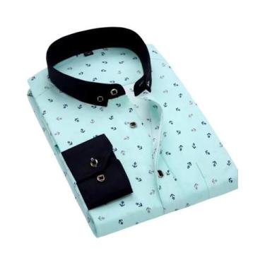 Imagem de Camisa Masculina Slim Fit Estampada De Manga Longa Primavera Verão Sem