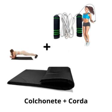 Imagem de Kit Exercício Treino Com Colchonete Caneleira 1kg Par e Corda de pular