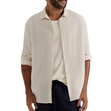 Imagem de Camisa Masculina Hering ML Slim Linho Bege - LZ481ASI-Masculino