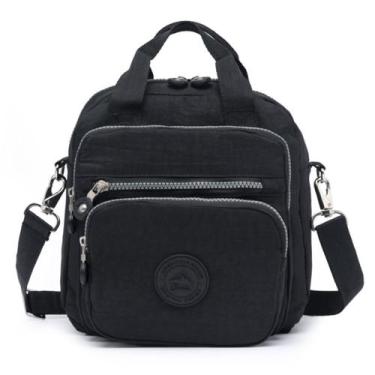 Imagem de Bolsa De Mão Ultra Resistente Design Liso De Poliéster Crinkle Preta -