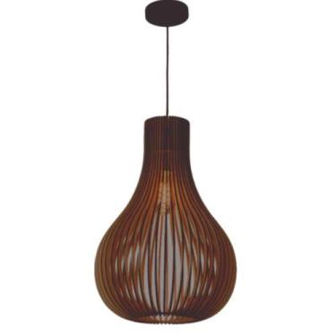 Imagem de Luminária Teto Tipo Pendente Madri Mdf Completa - Cor:marrom - LENOBRE