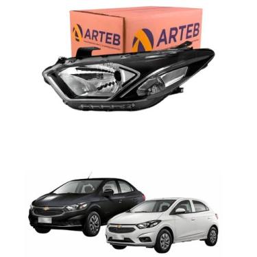 Imagem de Farol Com Drl Led Másc Negra Onix Prisma 2017 A 2021 Arteb