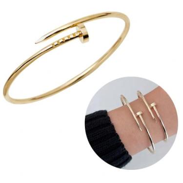 Imagem de Bracelete prego fino aço inoxidável banhado a ouro 18k à prova d'água 