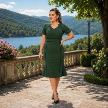 Imagem de Vestido Midi Plus Size Viés Moda Evangélica Feminina - Miss Flower, Ve