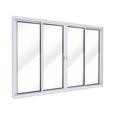 Imagem de Janela de Alumínio de Correr 2 Folhas Móveis e 2 Folhas Fixas 100x200c