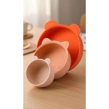 Imagem de Kit 3 Tigelas e Prato em Silicone Bebê Infantil - Congratulations Stor