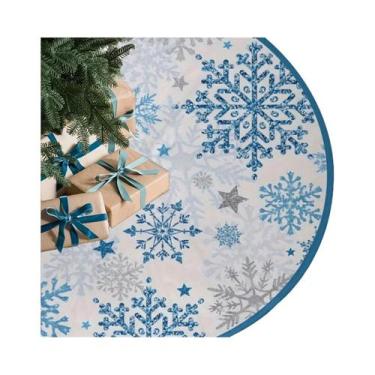 Imagem de Saia Para Árvore De Natal Floco De Neve Estrela VIKAMA Para Festas De 