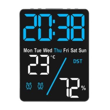 Imagem de Despertador Digital Mesa 12/24 Horas, Temperatura, Umidade - Quarto, E