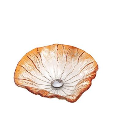 Imagem de jinyi2016SHOP Pias de embarcação, pia de bancada de vidro temperado amarelo pintado à mão, bico de cachoeira, conjunto de pia de banheiro (cor: A)