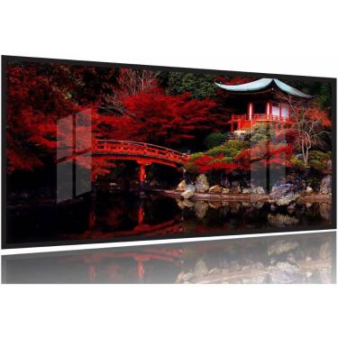 Imagem de Quadro Decorativo Japão Sakura Vermelho 130x60 Moldura Preta 2x2
