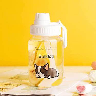 Imagem de Garrafa de água de vidro de 450 ml com palha portátil, garrafas de bebida de leite com leite de café (Capacity : 450ml, Color : Style 5)