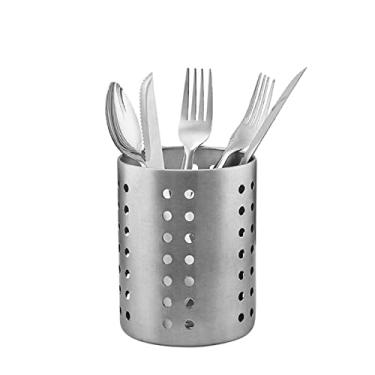 Imagem de Porta Talheres De Aço Inoxidável Escorredor Redondo Uso Doméstico Para Cozinha Casa Escritório