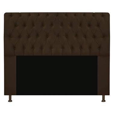 Imagem de Cabeceira Estofada Lady 140 cm Casal Com Capitonê Suede Marrom - ADJ Decor