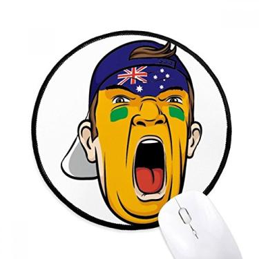 Imagem de Bandeira da Austrália para maquiagem facial cabeça gritando mouse pad mesa escritório tapete redondo para computador