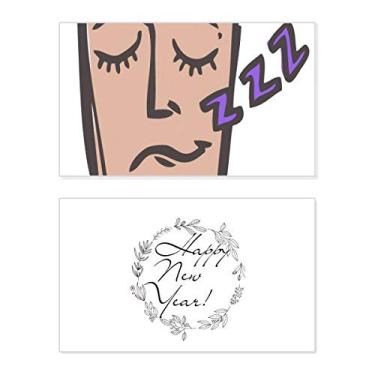 Imagem de Sleep Abstract Face Sketch Happy New Year Festival Cartão de felicitações Bless Message Present