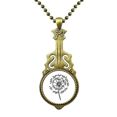 Imagem de DIYthinker Colar de flor silhueta dente-de-leão antigo violão joia música pingente