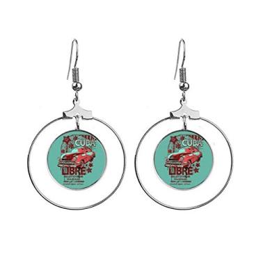 Imagem de Brincos de argola com estampa de carro verde e vermelho de rua graffiti