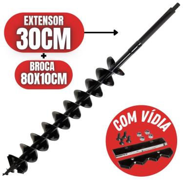 Imagem de Broca Espiral Duplo 800x100mm Com Lâmina de Vídia e Alongador de 300mm Ideal Para Perfu...