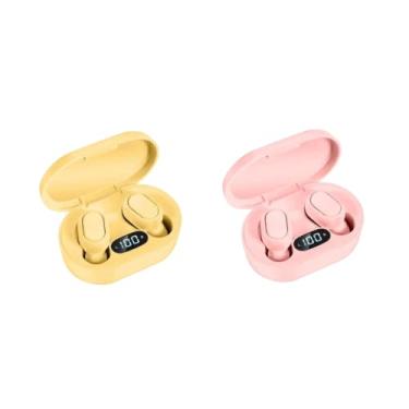 Imagem de Fone de ouvido sem fio E7S compatível com Bluetooth, diversas opções de cores e 90 dias de garantia de fabricação. (Amarelo)