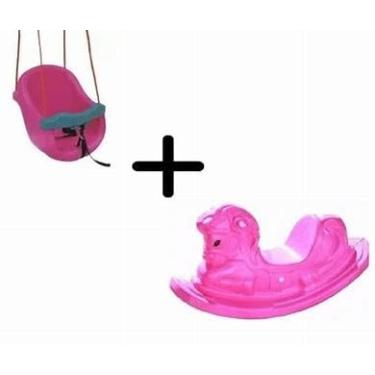 Imagem de Gangorra cavalinho rosa + Balanço bebê rosa