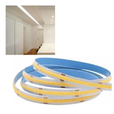 Imagem de Fita de Led 6500K COB 12v Rolo 50 metros 10w Decoraçao Teto Rebaixado Sanca Gesso Ambiente Externo Interno Iluminaçao Comercial Residencial Potente