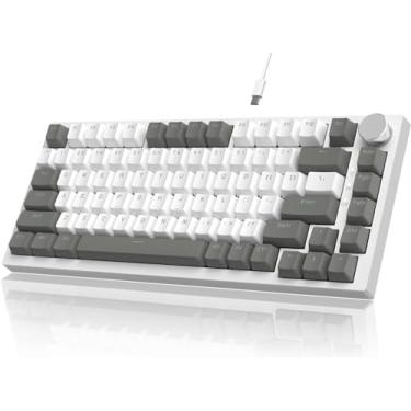 Imagem de Teclado mecânico de troca a quente, 75% por cento, teclado TLK personalizado com fio para jogos com botão giratório, espuma Poron, almofada de silicone, retroiluminação LED, NKRO para Win/Mac, junta,