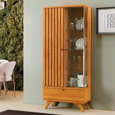 Imagem de Cristaleira Versa 1 Porta Ripada Sala de Jantar Naturalle